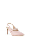 Emis Leather Stud Pearl Sling Back High Heels, Baby Pink
