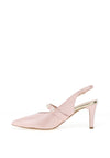Emis Leather Stud Pearl Sling Back High Heels, Baby Pink