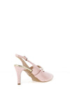 Emis Leather Stud Pearl Sling Back High Heels, Baby Pink