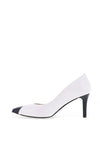 Emis Leather Patent Monochrome Heeled Shoes, White & Navy