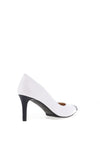 Emis Leather Patent Monochrome Heeled Shoes, White & Navy