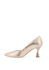 Emis Metallic Leather High Heeled Court Shoes, Gold