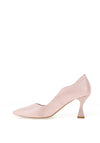 Emis Leather Scallop Trim Court Heeled Shoes, Pink