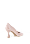 Emis Leather Scallop Trim Court Heeled Shoes, Pink