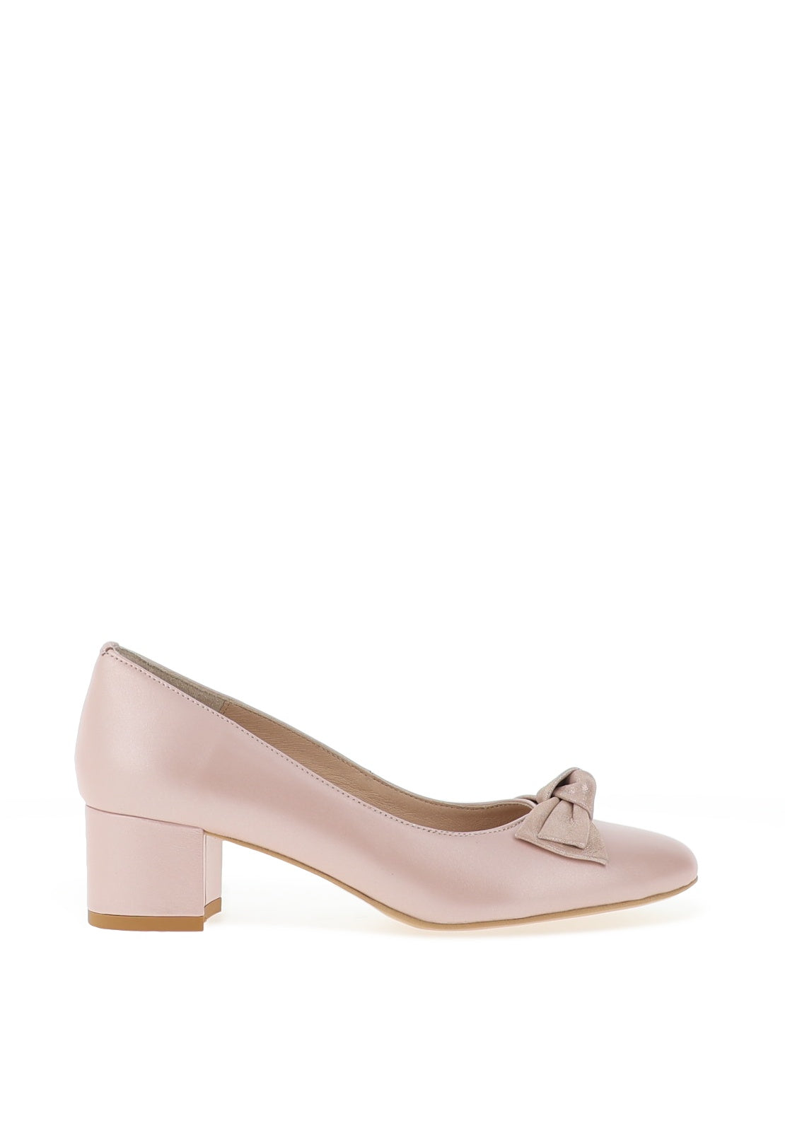 Emis Shimmer Leather Block Heel Shoes, Pearl Pink - McElhinneys