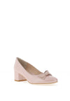 Emis Shimmer Leather Block Heel Shoes, Pearl Pink