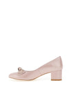 Emis Shimmer Leather Block Heel Shoes, Pearl Pink