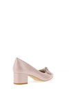 Emis Shimmer Leather Block Heel Shoes, Pearl Pink