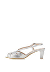 Emis Metallic Caged Peep Toe Mid Heels, Silver