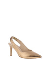 Emis Leather Braid Sling Back Heeled Court Shoes, Gold