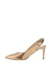 Emis Leather Braid Sling Back Heeled Court Shoes, Gold