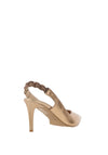 Emis Leather Braid Sling Back Heeled Court Shoes, Gold
