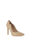 Emis Leather Scallop Trim Pointed Court Shoes, Beige