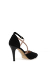 Emis Suede Leather Criss Cross Diamante Heeled Shoes, Black & Gold