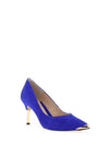 Emis Leather Gold Trim High Heeled Shoes, Cobalt