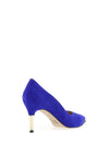 Emis Leather Gold Trim High Heeled Shoes, Cobalt