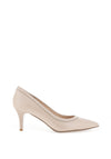 Emis Leather Glitter Trim Court Heels, Beige