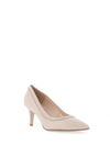Emis Leather Glitter Trim Court Heels, Beige