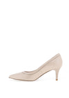 Emis Leather Glitter Trim Court Heels, Beige