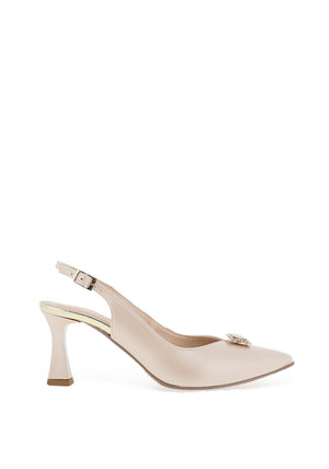 Emis Shimmer Pointed Toe Heels, Beige