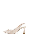 Emis Shimmer Pointed Toe Heels, Beige
