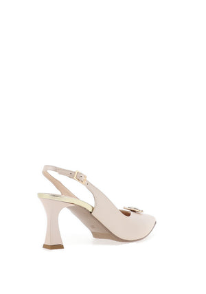 Emis Shimmer Pointed Toe Heels, Beige