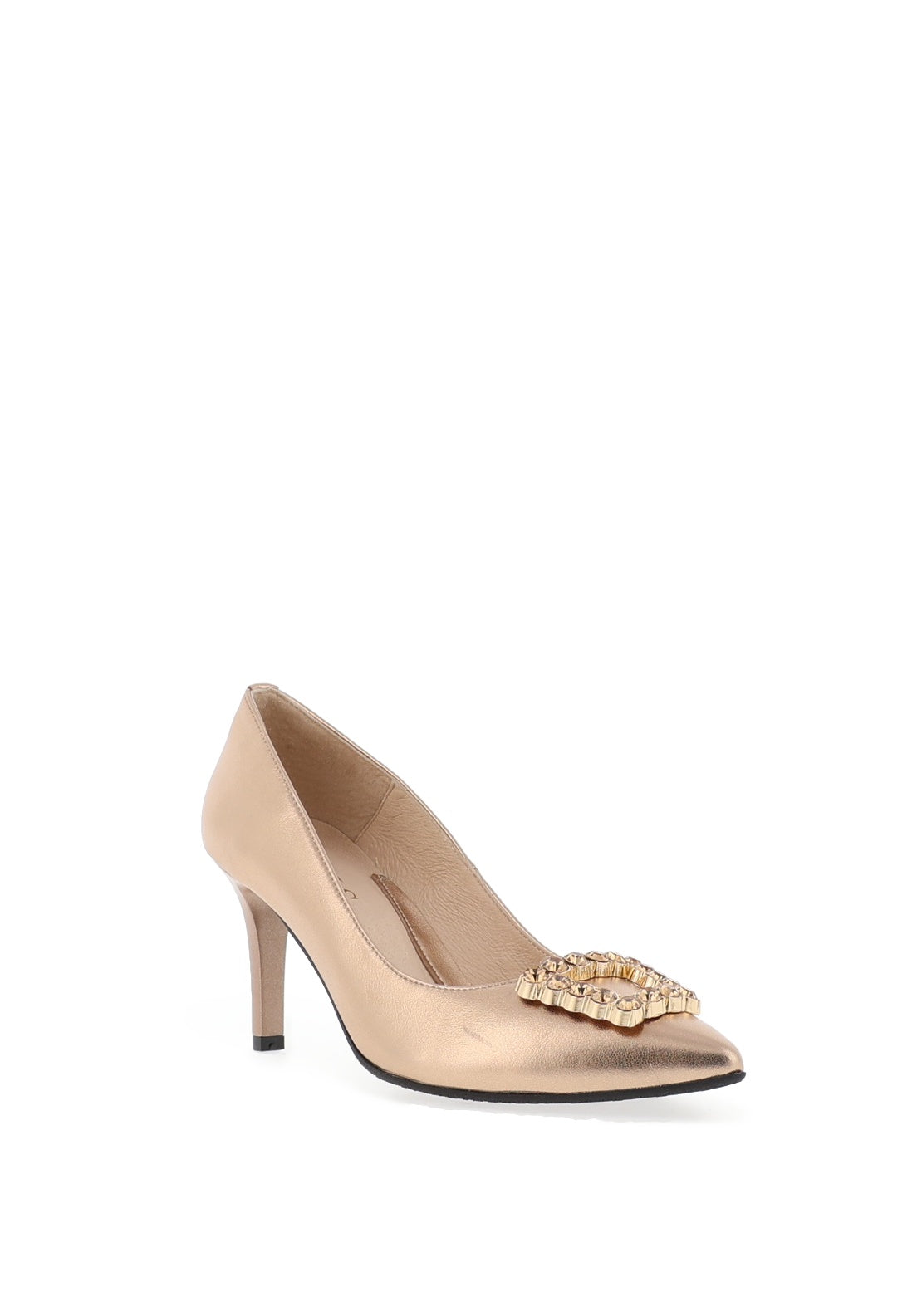 Emis Shimmer Pointed Toe Embellished Heels, Rustic Gold