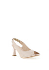 Emis Shimmering Leather Sling Back Heeled Shoes, Beige & Gold