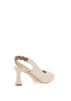 Emis Shimmering Leather Sling Back Heeled Shoes, Beige & Gold
