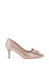 Emis Bow Shimmer Pointed Toe Heels, Blush