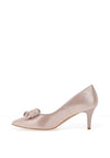 Emis Bow Shimmer Pointed Toe Heels, Blush