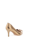 Emis Bow Shimmer Pointed Toe Heels, Rustic Gold