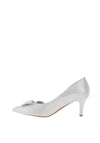 Emis Sparkling Leather Bow Heeled Court Shoes, Silver