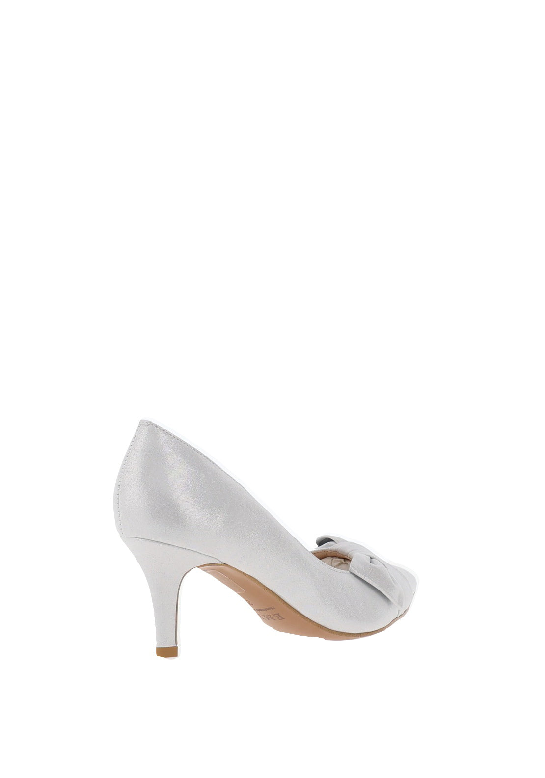 Emis Sparkling Leather Bow Heeled Court Shoes, Silver