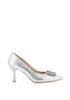 Emis Embellished Brooch Detail Heels, Silver
