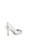 Emis Embellished Brooch Detail Heels, Silver
