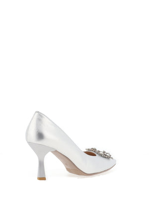 Emis Embellished Brooch Detail Heels, Silver
