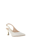Emis Leather Sling Back Heeled Shoes, Ivory & Gold