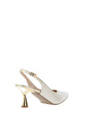 Emis Leather Sling Back Heeled Shoes, Ivory & Gold