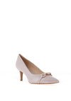 Emis Leather Sparkling Bow Heeled Shoes, Pearl Pink