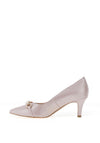 Emis Leather Sparkling Bow Heeled Shoes, Pearl Pink