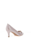 Emis Leather Sparkling Bow Heeled Shoes, Pearl Pink