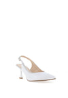 Emis Leather Sling Back Heeled Shoes, White & Silver