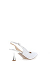 Emis Leather Sling Back Heeled Shoes, White & Silver