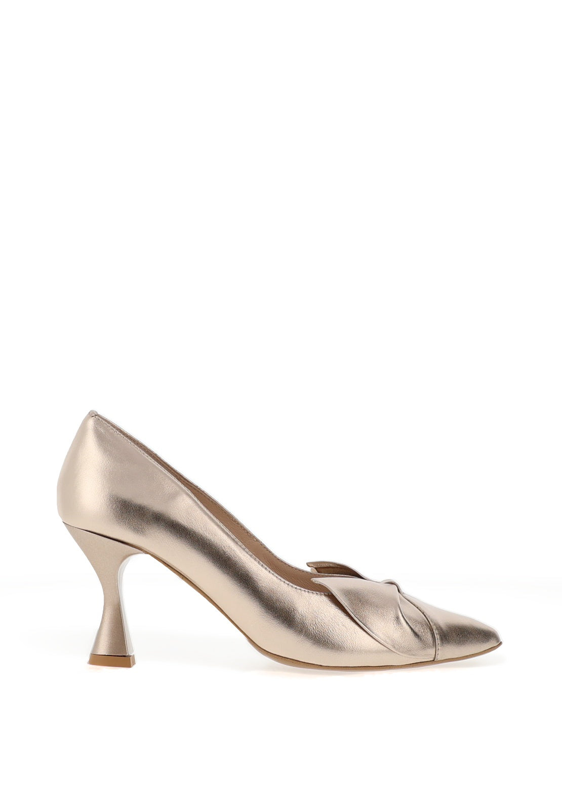 Emis Leather Flat Bow Heeled Shoes, Gold