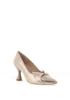 Emis Leather Flat Bow Heeled Shoes, Gold