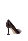 Emis Leather Diamante Encrusted Square Brooch Heeled Shoes, Wine