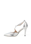 Emis Leather Wrap High Heeled Shoes, Silver