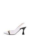 Emis Chain Detail Patent Heels, Black and White