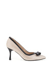 Emis Shimmer Patent Bow Heels, Beige